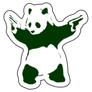 Guns Out Panda Sticker (Dark Green)
